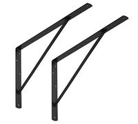 SOTECH Juego de 2 Soportes para baldas (600 x 375 x 40 mm, negro, con recubrimiento en polvo), Soporte mural con cruceta para estabilización