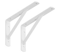 SOTECH Juego de 4 Soportes de balda (250 x 150 x 30 mm, blanco, con recubrimiento de polvo), Soporte de balda con cruceta para estabilización