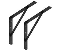 SOTECH Juego de 4 Soportes de balda (300 x 225 x 30 mm, negro, con recubrimiento de polvo), Soporte de balda con cruceta para estabilización