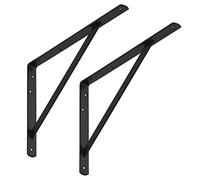 SOTECH Juego de 4 Soportes de balda (400 x 275 x 30 mm, negro, con recubrimiento de polvo), Soporte de balda con cruceta para estabilización