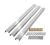SOTECH Molduras de cumbrera 3 piezas Acero inoxidable auténtico en forma de U 60 x 4 x 2 cm para tableros de mesa/incl. tornillos de fijación y casquillos para atornillar