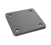 SOTECH Placa de soldadura redondeada 125 x 125 x 6 mm, acero Q235, diámetro de taladrado 11 mm