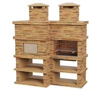 Sotnas Barbacoa con horno Londres (Castaño, An x Pr x Al: 206 x 98 x 245 cm, Superficie parrilla: 69 x 48 cm, Izquierda)