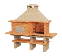 Sotnas Barbacoa con horno Roma (Crema/Ladrillo, An x Pr x Al: 256 x 96 x 236 cm, Superficie parrilla: 60 x 38 cm, Izquierda/Cemento)