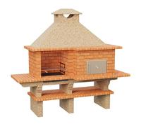 Sotnas Barbacoa con horno Roma (Crema/Ladrillo, An x Pr x Al: 256 x 96 x 236 cm, Superficie parrilla: 60 x 38 cm, Derecha/Cemento)