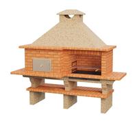 Sotnas Barbacoa con horno Roma (Crema/Ladrillo, An x Pr x Al: 266 x 96 x 238 cm, Superficie parrilla: 78 x 48 cm, Izquierda/Cemento)