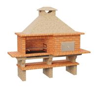 Sotnas Barbacoa con horno Roma (Crema/Ladrillo, An x Pr x Al: 266 x 96 x 238 cm, Superficie parrilla: 78 x 48 cm, Derecha/Cemento)