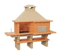 Sotnas Barbacoa con horno Roma (Crema/Ladrillo, An x Pr x Al: 268 x 96 x 236 cm, Superficie parrilla: 60 x 38 cm, Derecha/Cemento)