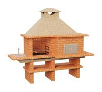 Sotnas Barbacoa con horno Roma (Crema/Ladrillo, An x Pr x Al: 268 x 96 x 236 cm, Superficie parrilla: 60 x 38 cm, Derecha/Ladrillo)