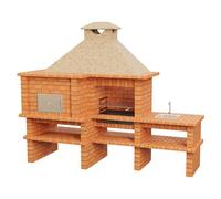 Sotnas Barbacoa con horno Roma (Crema/Ladrillo, An x Pr x Al: 300 x 108 x 247 cm, Superficie parrilla: 69 x 48 cm, Izquierda/Ladrillo)
