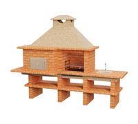 Sotnas Barbacoa con horno Roma (Crema/Ladrillo, An x Pr x Al: 304 x 96 x 236 cm, Superficie parrilla: 60 x 38 cm, Izquierda/Ladrillo)