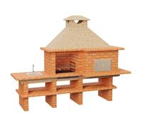 Sotnas Barbacoa con horno Roma (Crema/Ladrillo, An x Pr x Al: 304 x 96 x 236 cm, Superficie parrilla: 60 x 38 cm, Derecha/Ladrillo)