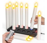 SoulBay 10 piezas Velas LED Efecto Llama Recargables USB, 17 cm Velas Luces LED con Control Remoto y Temporizador, Decorativas Velas Eléctricas para Cuadros Salon Hogar Decoracion Halloween Navidad