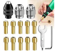 Soundzero - Pinzas de latón con llave inglesa, portabrocas de 1/32" a 1/8" para taladro eléctrico (0,5-3,2 mm)