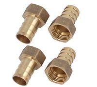 sourcing map 1/2BSP Hembra Rosca 16mm Manguera Púa Latón Tubería Acoplador Conector Montaje 4 Piezas