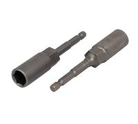 sourcing map 1/4 Pulgada Hexágono Vástago 13mm Profundo Toma 100mm Longitud Metal Hexagonal Tuerca Destornillador Taladros 2 Piezas