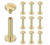 sourcing map 10 juegos de remaches de tornillo Chicago M4 x 22 mm de metal con cabeza Phillips, para clavos, remaches de clavos, conectores para bricolaje, cinturón de cuero, manualidades