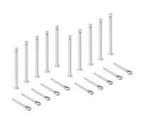 sourcing map 10 pasadores de horquilla M4 x 70 mm, acero inoxidable 304 de un solo agujero, sistema de bloqueo de enganche de cabeza plana con pasadores de aleta para instalación de muebles, remolque