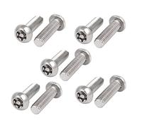 sourcing map 10 Pcs Cabeza de botón a prueba de manipulaciones M6x20mm 304 | Seguridad Tornillos Torx, acero inoxidable