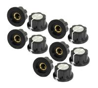 sourcing map 10 Piezas Negro Plateado 19mm superiores mandos rotatorios para 6mm Diámetro. Potenciómetro Del Eje