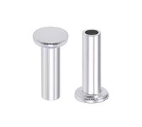 sourcing map 100 uds M3 x 10mm Remaches semitubulares en tono plateado de Aluminio de Cabeza plana