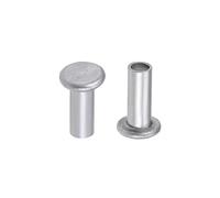 sourcing map 100 uds M5 x 12mm Remaches semitubulares en tono plateado de Aluminio de Cabeza plana