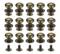 sourcing map 10mm Bola Cabeza Perno Remaches Tornillo Espalda, 15 Paquete Redondo Cabeza Botón Pezón Remache para Bricolaje Cuero Artesanía Bolso Cinturón, Bronce Tono