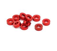 sourcing map 10pcs 2mm de grosor Arandea plana M3 de aleación de aluMin*o Tornillos de guardabarros rojo