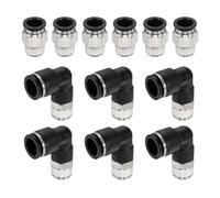 sourcing map 12 accesorios de empuje para conectar, codo de rosca de latón NPT de 12,7 mm OD x 3/8 pulgadas y manguera de aire de combinación recta, accesorios de conexión rápida para conector de tubo