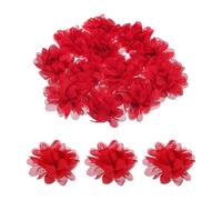 sourcing map 12 flores de gasa de 7,6 cm, flores artificiales rojas para manualidades, ropa, diademas de graduación, boda, hogar, fiesta de cumpleaños