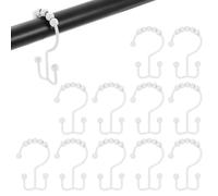 sourcing map 12 ganchos para cortina de ducha, anillos de ducha de metal de doble deslizamiento, ganchos de ducha enrollables para cortina resistente al óxido y deslizarse suavemente, color blanco