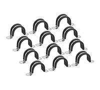 sourcing map 12 Uds 42 mm Cable Abrazadera, Caucho Tubería Correa Caucho Acolchado 304 Acero Inoxidable Manguera Abrazadera U Forma Metal Tubo Soporte para Tubo Tubería Cable