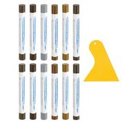 sourcing map 12 varillas de relleno de madera, ceras para reparación de arañazos de muebles, marcadores de retoque de muebles, kit de cera de reparación de madera con espátula para muebles, 12 colores