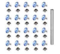 sourcing map 120 remaches de cristal de 9 mm con diamantes de imitación rápidos, kit de remaches de metal de doble tapa con herramienta de instalación para ropa, cuero, manualidades, decoración