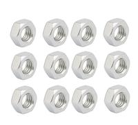 sourcing map 12Pcs Tuerca Hexagonal Izquierdo M8 X 1,25 mm De Rosca Métrica De Acero Al Carbono Galvanizado