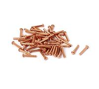 sourcing map -13mm longitud 2mm x 12mm Cabeza Redonda Cobre Macizo Remaches Cierres Dorado 40Pcs