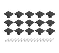 sourcing map 15 pomos cuadrados para gabinete, 1.2 pulgadas, cuadrados, de aleación de aluminio, tiradores de cajón sólidos para armarios de cocina, dormitorio, tocador, armario, color negro
