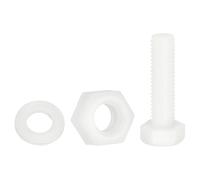 sourcing map 150 unidades/50 juegos de pernos hexagonales de nailon, M8 x 30 mm, tornillos de cabeza hexagonal de rosca completa, pernos y tuercas con arandelas planas para maquinaria, electrónica