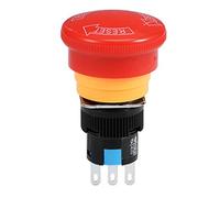 sourcing map 16mm Montaje Orificio Enclavamiento Emergencia Parada Pulsador Botón Interruptor NO NC Rojo