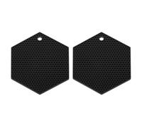 sourcing map 2 alfombrillas de silicona hexagonales, protectores de mesa resistentes al calor para encimera, cocina, platos calientes, ollas y sartenes, color negro