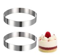 sourcing map 2 anillos redondos para tartas, 25,4 x 4 cm, acero inoxidable sin costuras, moldes para postre, mousse, herramientas para hornear, para pasteles, bolas de arroz, sushi, panqueques, mousse