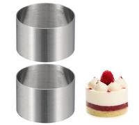 sourcing map 2 anillos redondos para tartas, 4 cm x 2,5 cm, de acero inoxidable sin costuras, moldes para postre, mousse, herramientas para hornear, para pasteles, bolas de arroz, sushi, panqueques