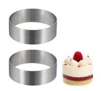 sourcing map 2 anillos redondos para tartas, 7,5 x 2,5 cm, de acero inoxidable sin costuras, moldes para postre, mousse, herramientas para hornear, para pasteles, bolas de arroz, sushi, panqueques