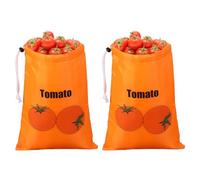 sourcing map 2 bolsas de almacenamiento de tomates, bolsas reutilizables con cordón, bolsa de almacenamiento de alimentos para frutas y verduras, plantas frescas, jardinería, color rojo