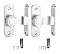 sourcing map 2 cerraduras de puerta de granero, cerradura de puerta abatible de 90 grados, pestillo de seguridad deslizante de aleación de aluminio con tornillos y adhesivo sin clavos para jardín