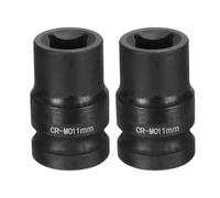 sourcing map 2 llaves de vaso cuadradas de 4 puntos de 1/2 pulgada de 11 mm métricas cuadradas de impacto CR-MO ennegrecimiento estándar para ruedas neumáticas para reparación de automóviles,