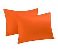 sourcing map 2-Paquete Fundas De Algodón Egipcio Estándar Dormitorio Fundas con Cremallera Naranja