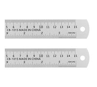 sourcing map 2 Piezas de Regla de Acero Inoxidable de 6 Pulgadas (15 cm) con Medidas Métricas e Inglesas y Tabla de Conversión con Borde Recto y Escala en Milímetros para Dibujar
