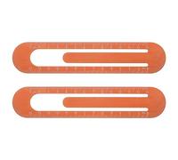 sourcing map 2 Piezas de Regla Recta de 13 cm con Clip de Marcador Métrico, Aleación de Aluminio Metálico en Ambos Lados, Herramienta de Medición para Aula U Oficina, Rojo Naranja.