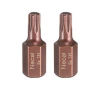sourcing map 2 puntas de destornillador Torx T35 de 10 mm, vástago hexagonal de 30 mm de longitud, acero S2, a prueba de manipulaciones, puntas de destornillador hexagonales de 6 puntos